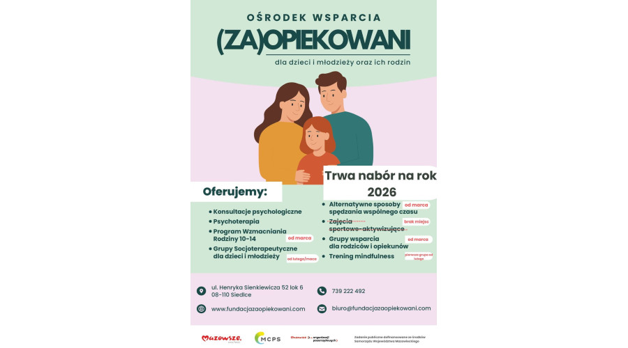 Bezpłatne wsparcie dla osób dzieci, młodzieży i rodziców zamieszkujących na terenie Województwa Mazowieckiego