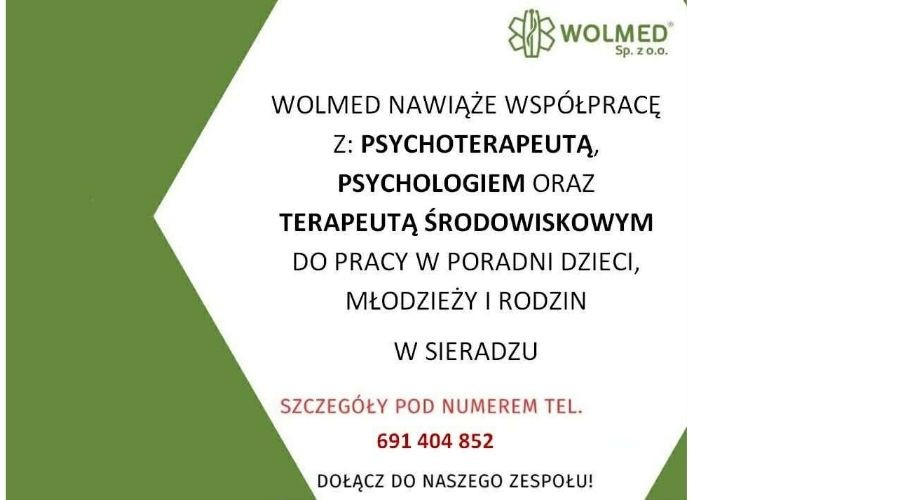 Praca dla psychologa, psychoterapeuty, terapeuty środowiskowegow Sieradzu