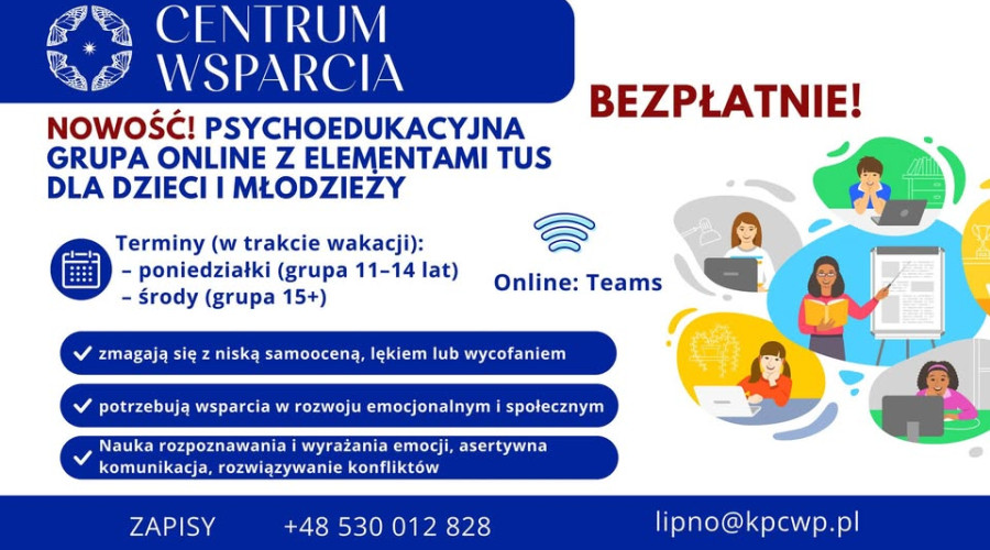 Bezpłatna grupa z elementami Treningu Umiejętności Społecznych (TUS) dla dzieci i młodzieży - online