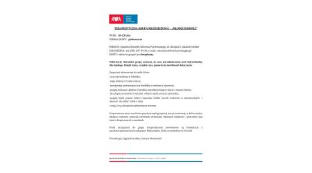 Bezpłatna terapeutyczna grupa młodzieżowa - "Młodzi Dorośli" w Gdańsku