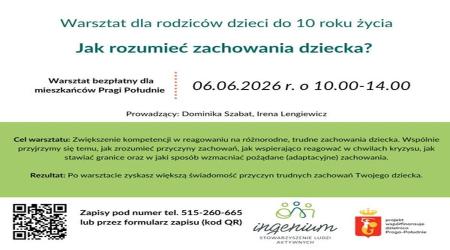 Bezpłatne warsztaty dla rodziców mieszkających na Pradze Południe
