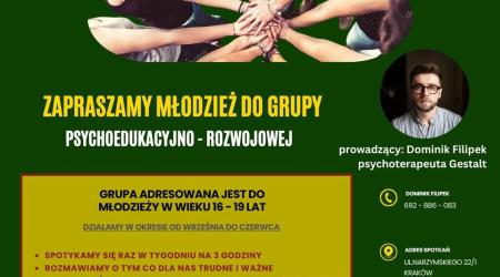 Grupa psychoedukacyjno-rozwojowa dla młodzieży 16-19lat