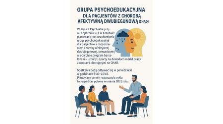 Bezpłatna grupa psychoedukacyjna dla pacjent&oacute;w z chorobą afektywną dwubiegunową w Krakowie