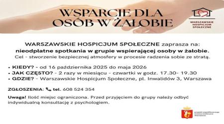 BEZPŁATNE SPOTKANIA WSPARCIA DLA OSÓB W ŻAŁOBIE